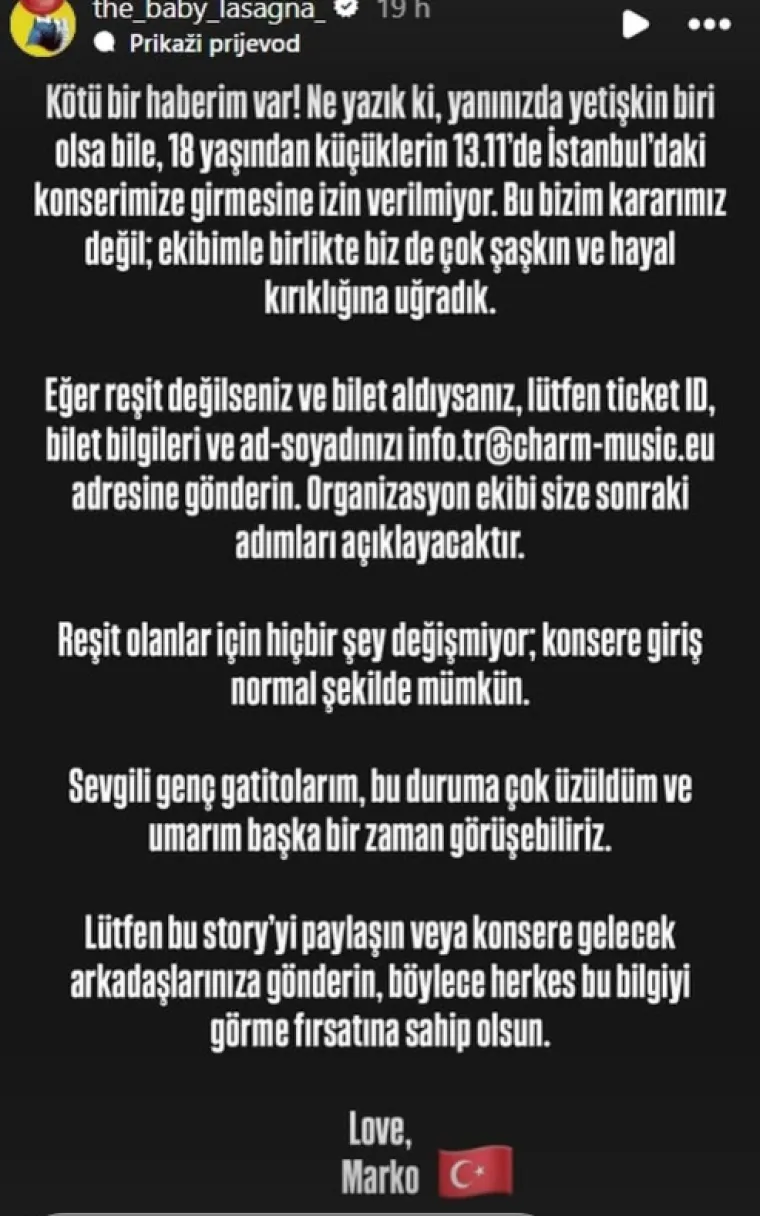 Baby Lasagna iznenadio fanove lošim vijestima: 'Ovo nije naša odluka, iznenađeni smo i razočarani'