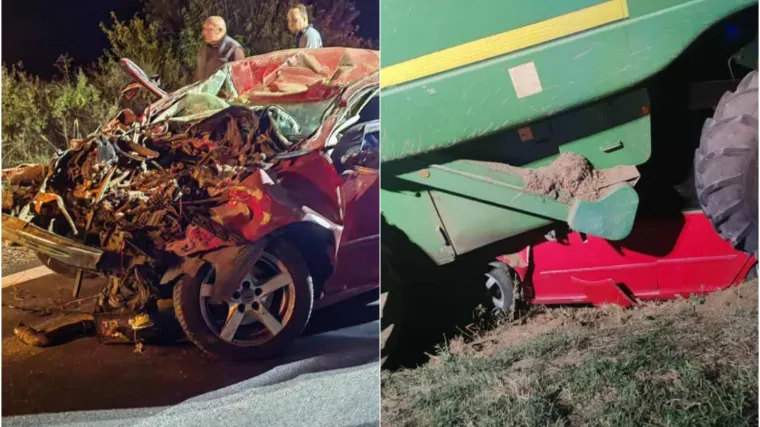 Strava na istoku Hrvatske: Autom se zabio u kombajn, pa završio prikliješten