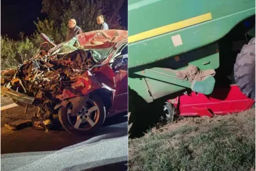 Strava na istoku Hrvatske: Autom se zabio u kombajn, pa završio prikliješten