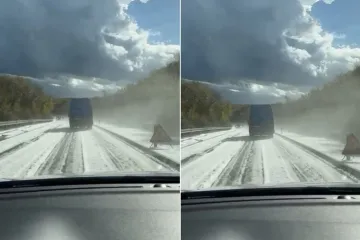 Ne, ovo nije idilična snimka iz prosinca, a ni snijeg... Ovako je izgledala cesta na Krku