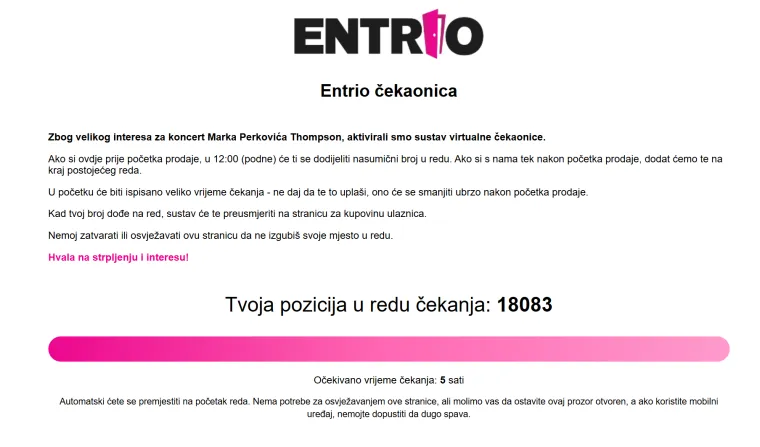 Čekaonica za karte za Thompsonov koncert je puna: Više od 18 tisuća ljudi čeka u redu