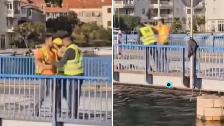 Širi se snimka: Potukli se radnici nasred mosta u Omišu