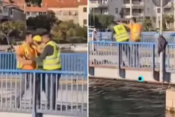 Širi se snimka: Potukli se radnici nasred mosta u Omišu