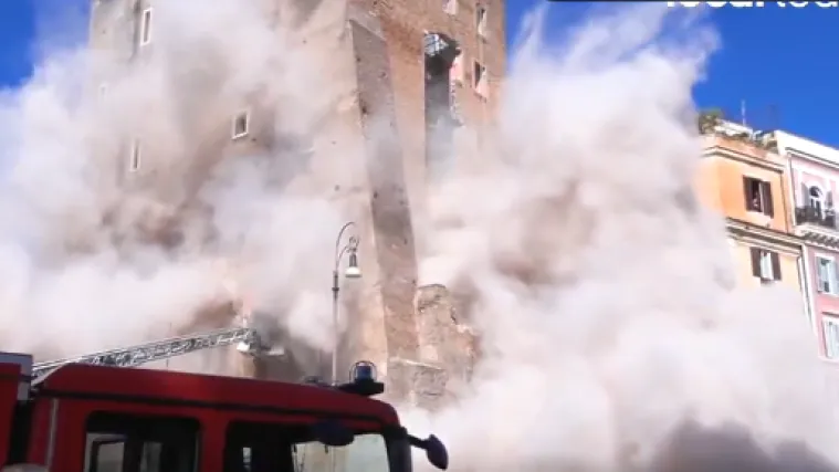 Užas u Rimu! Urušila se srednjovjekovna kula, čovjek ostao zarobljen