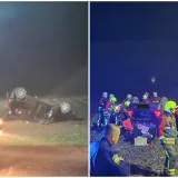 Stravični prizori: Automobil završio na krovu, četiri osobe prevezene u bolnicu