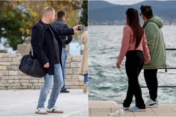 Zaljubljeni golupčići privlačili poglede prolaznika: Teško ih je bilo ne primijetiti