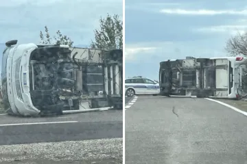 Užas na Krčkom mostu: Orkanski vjetar prevrnuo kamper, dvoje ljudi ozlijeđeno!