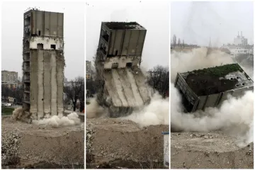 Bilo je dovoljno 2,2 kilograma eksploziva... Pogledajte kako je pala grdosija od 50 metara u Osijeku!