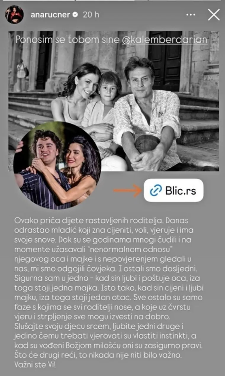Ana Rucner ne skriva ponos zbog sina Dariana: 'Tako priča dijete rastavljenih roditelja'