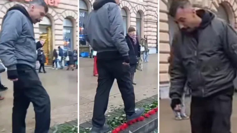 Odvratan čin u Zagrebu: Klečavac na Trgu gazio ruže postavljene za ubijene žene