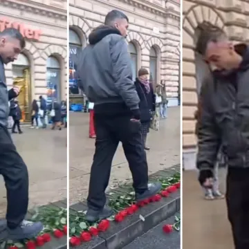 Odvratan čin u Zagrebu: Klečavac na Trgu gazio ruže postavljene za ubijene žene