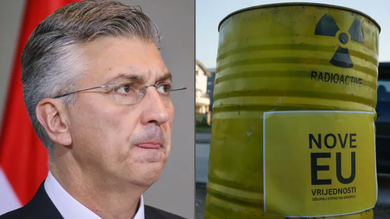 Šok za Plenkovića, dočekale ga 'radioaktivne' bačve: Pored njih poruka na ćirilici