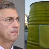Šok za Plenkovića, dočekale ga 'radioaktivne' bačve: Pored njih poruka na ćirilici