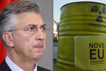 Šok za Plenkovića, dočekale ga 'radioaktivne' bačve: Pored njih poruka na ćirilici