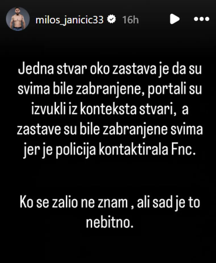 FNC-ovoj zvijezdi zabranjena zastava koju inače nosi: 'Ne znam tko se žalio'