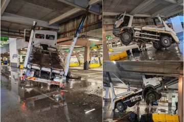 Kaos u garaži trgovačkog centra u Splitu: Kamion zapeo za krov, vozač u &scaron;oku