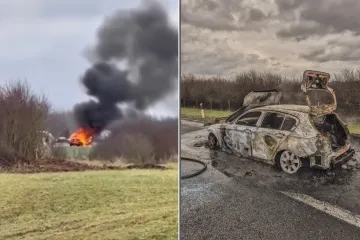 Plamen progutao automobil na A1, ostao samo kostur: Objavljena dramatična snimka