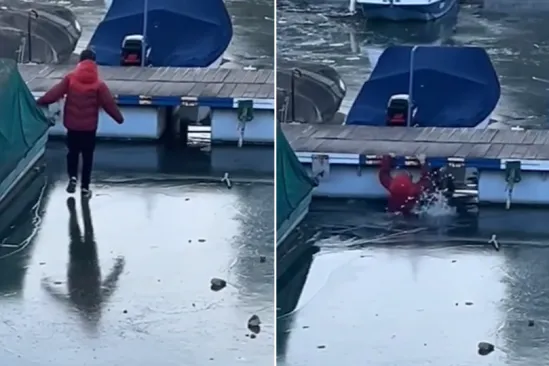 Sekunde su ga dijelile od najgoreg, pogledajte trenutak kada dječak propada kroz led u Dravu