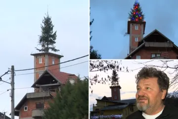 Božićna jelka ove obitelji visoka je devet metara: Podigli dva kata kuće da bi bor bio &scaron;to vi&scaron;e