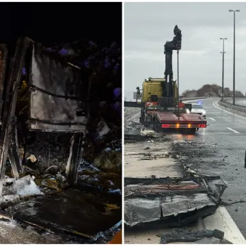 Stravični prizori kod Svetog Roka: Pogledajte &scaron;to je ostalo od kamiona koji se zapalio