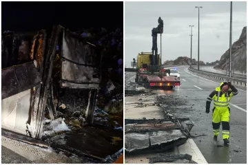 Stravični prizori kod Svetog Roka: Pogledajte &scaron;to je ostalo od kamiona koji se zapalio