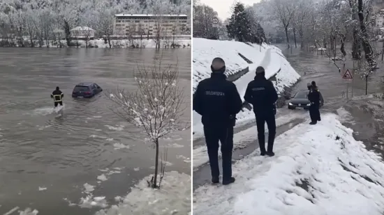 Ovo jo&scaron; niste vidjeli: Vatrogasac Rade sam izvukao automobil iz nabujale rijeke!