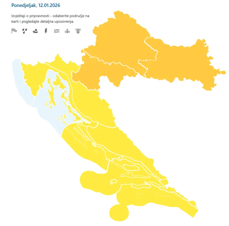 Ovakvu kartu Hrvatske dugo nismo vidjeli: Pogledajte kakvo bi vrijeme trebalo biti u srijedu