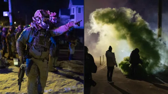 Policajci u gas maskama postrojili ljude, sve je puno suzavca: Grad kao ratna zona