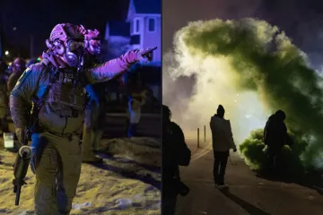 Policajci u gas maskama postrojili ljude, sve je puno suzavca: Grad kao ratna zona