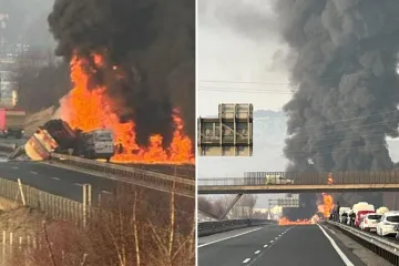 Zatvorena autocesta zbog stra&scaron;ne nesreće: Izbila ogromna buktinja