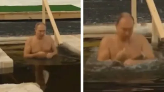 Putin opet u ledenoj vodi! Tri put uronio, brzo se prekrstio i trkom van!