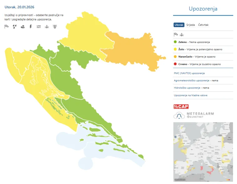 Hrvatima na mobitele stigle notifikacije upozorenja: 'Opasne vremenske pojave!'