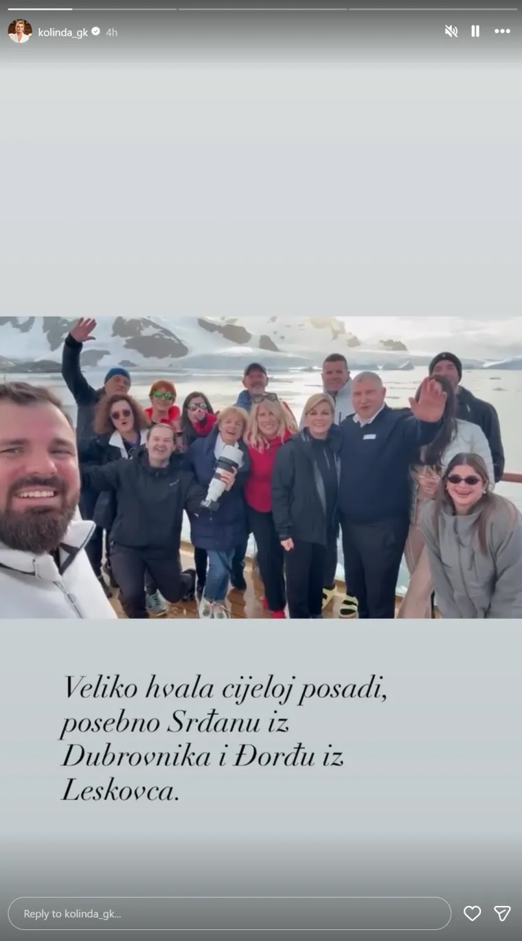Kolinda slavi na Antarktici: Preživjela najopasniji prolaz i zahvalila posadi iz Dubrovnika