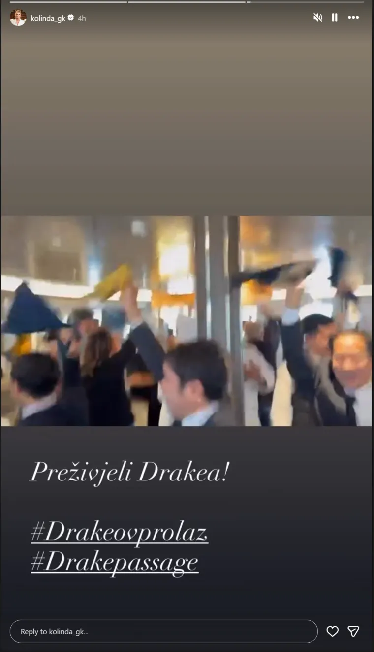 Kolinda slavi na Antarktici: Preživjela najopasniji prolaz i zahvalila posadi iz Dubrovnika