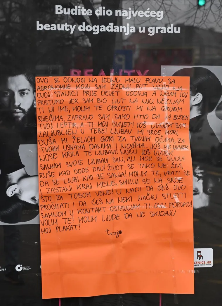 Ljubavna poruka iz Zagreba mnoge je ostavila bez riječi: 'U nadi da će&scaron; ovo pročitati...'