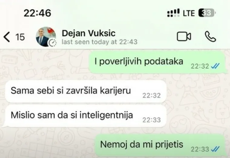 Seks skandal u susjedstvu! Procurile odvratne poruke biv&scaron;eg &scaron;efa obavje&scaron;tajaca: 'Doći će&scaron; kad-tad'