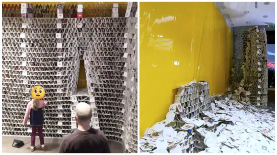 Mjesec dana gradio toranj od 63.000 podmetača, nestao je u trenu: Nevjerojatno &scaron;to se dogodilo