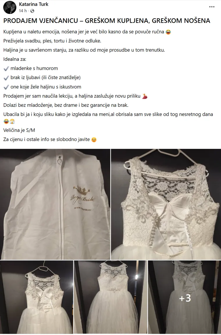 Hrvati plaču od smijeha: Žena prodaje vjenčanicu, a cijeli oglas je čisti urnebes