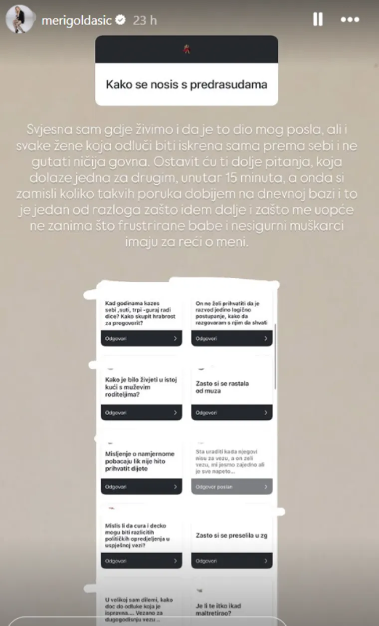 Meri Golda&scaron;ić o kritikama: 'Ne zanima me &scaron;to frustrirane babe i nesigurni mu&scaron;karci imaju za reći'