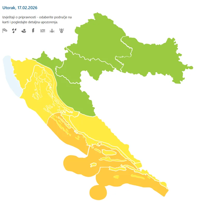 DHMZ izdao upozorenja za dijelove Hrvatske: Ki&scaron;a, pljuskovi s grmljavinom, a moguć je i snijeg