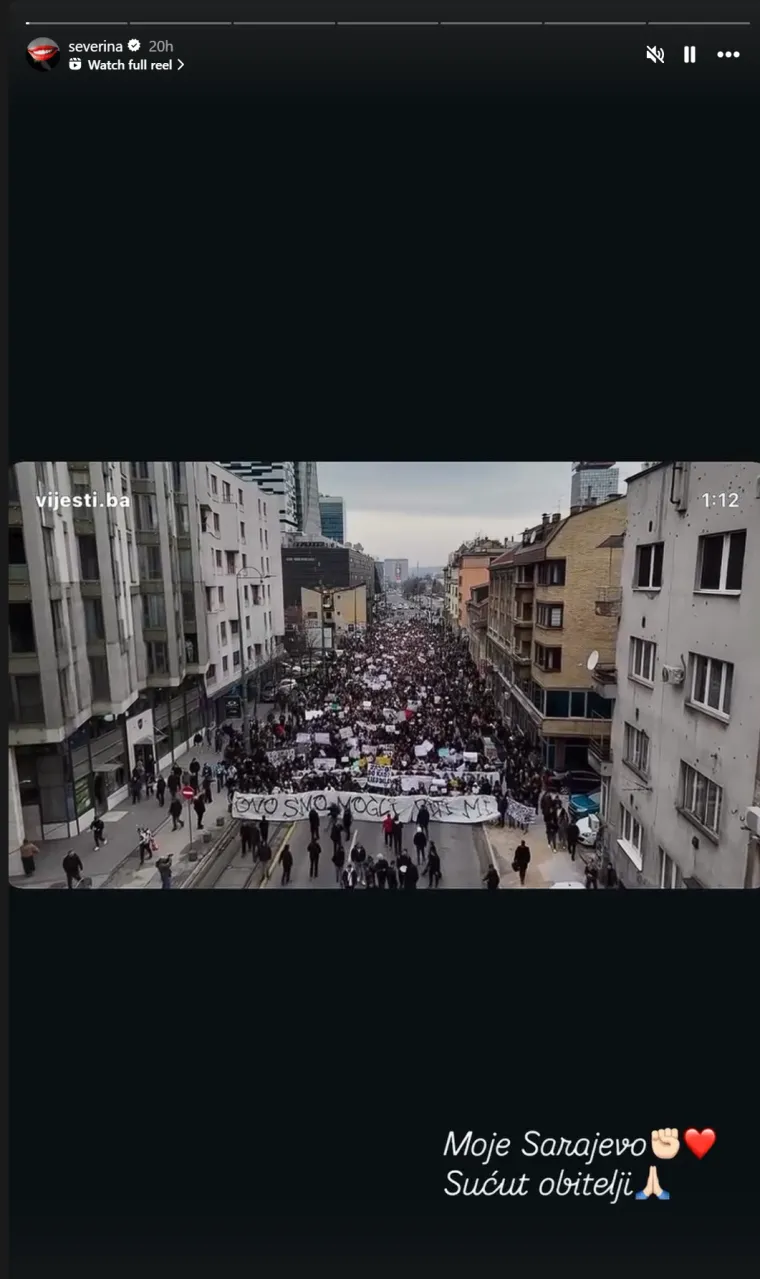 Severina uz prosvjednike u Sarajevu: Emotivna objava nakon tragične nesreće