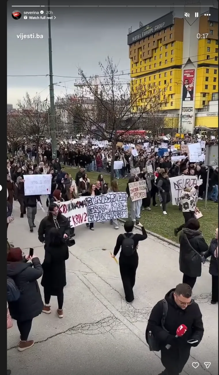 Severina uz prosvjednike u Sarajevu: Emotivna objava nakon tragične nesreće