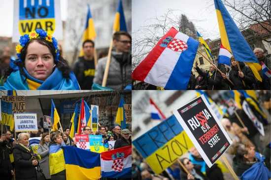Transparenti i zastave u centru Zagreba: 'Danas Ukrajina, sutra Europa'