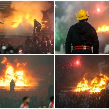 Grobari zapalili Marakanu, vatrogasci gasili veliku vatru: 'Skandalozne scene u Beogradu'