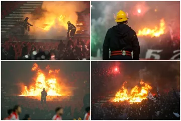 Grobari zapalili Marakanu, vatrogasci gasili veliku vatru: 'Skandalozne scene u Beogradu'