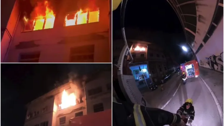 Stra&scaron;an požar buknuo u zgradi: Vatrogasci objavili snimku opasne intervencije