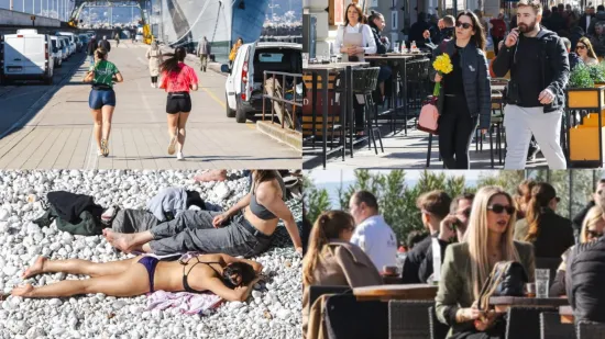 Dok zanosna plavu&scaron;a ispija kavu, djevojke u bikinijima hvataju prve zrake sunca