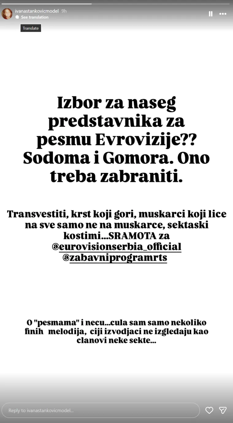 Srpska manekenka žestoko napala PZE: 'Sodoma i Gomora. Ono treba zabraniti'