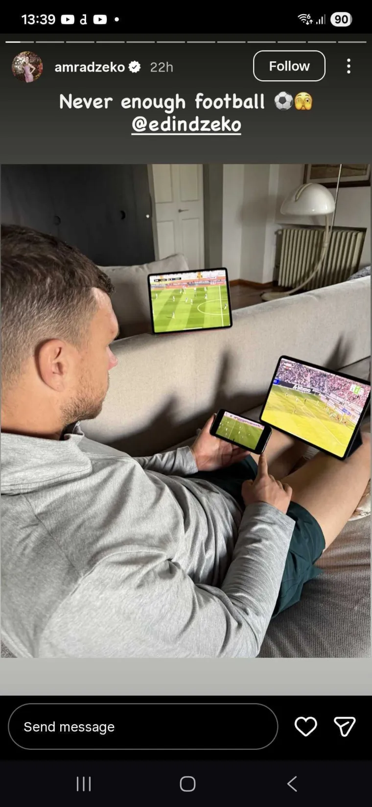 Džeko u slobodno vrijeme gleda derbi Dinama i Hajduka