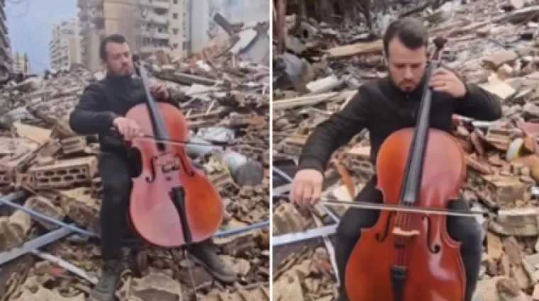 Snimka čovjeka koji svira na ru&scaron;evinama Bejruta obi&scaron;la svijet: 'Samo on i čelo usred kaosa'